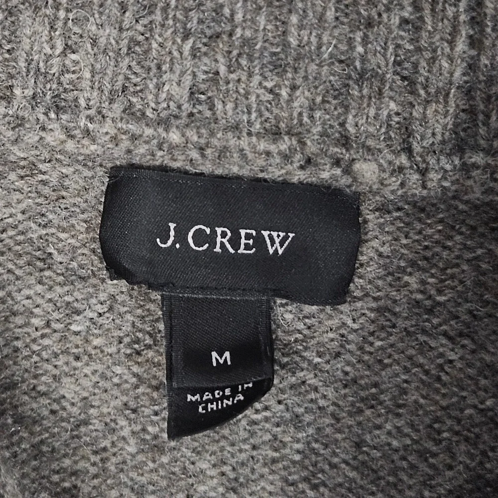J.Crew Shawl Collar Sweater Mens Medium Brown 100% Lambswool‎ Pullover Classic